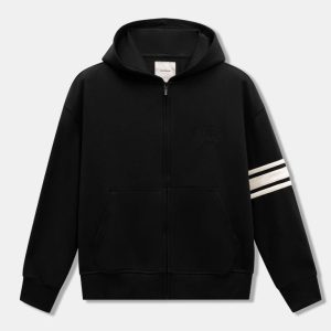 Áo Khoác Hoodie Zip Nam Mixing Horizontal Stripes Form Loose