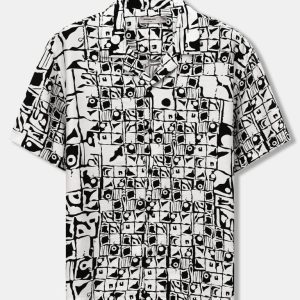 Áo Sơ Mi Nam Cuban Monochrome Mosaic Form Relaxed