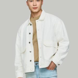 Áo Khoác Jeans Nam Offwhite Pocket Form Loose