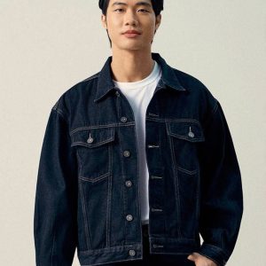 Áo Khoác Jeans Nam Denim Dust Black Trucker Form Loose
