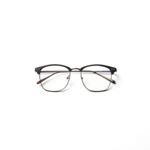 Mắt Kính Nam Gọng Kim Loại Oval Nâu Trong